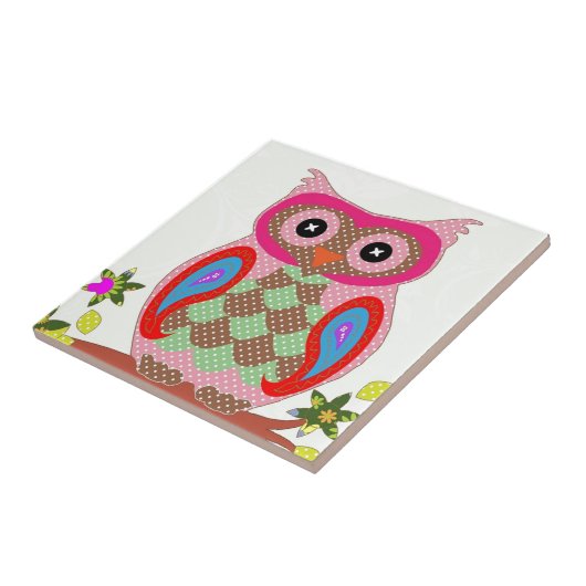 Pretty roze uilenprint, patroon accessoires tegeltje (Zijkant)