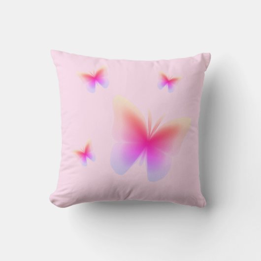 Pretty Roze Vlinderprint op Roze Kussen (Voorkant)