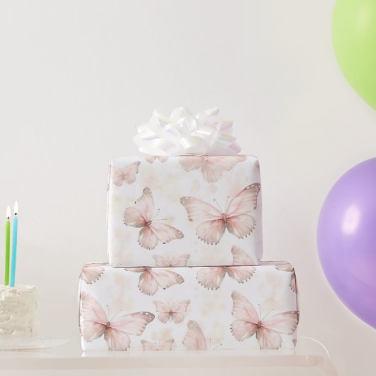 Pretty Roze Vlinders Verjaardag Cadeaupapier (Feestgeschenken)