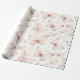Pretty Roze Vlinders Verjaardag Cadeaupapier