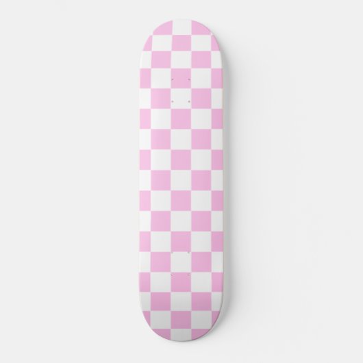 Pretty Roze & Witte Checker Skateboard (Voorkant)