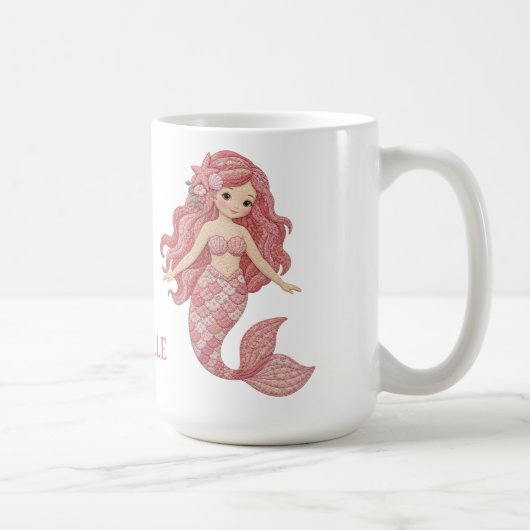 Pretty Roze Zeemeermin Personaliseer Koffiemok (Rechts)