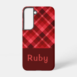 Pretty Ruby Red Plaid Monogram Telefoonhoes Samsung Galaxy Hoesje