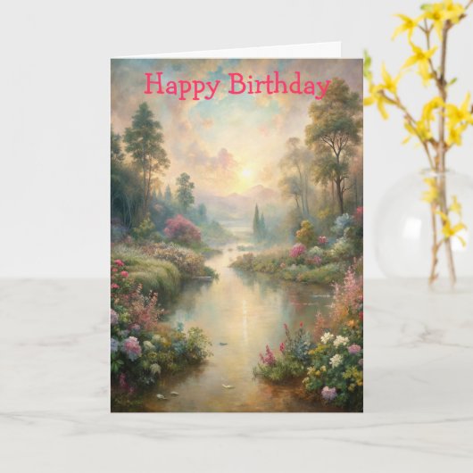 Pretty Scenic Lake Kaart (Gele Bloem)