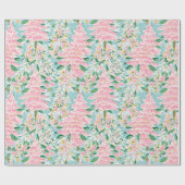Pretty Soft Pastel Pink & Teal Pine Trees Holiday  Cadeaupapier (Vlak)
