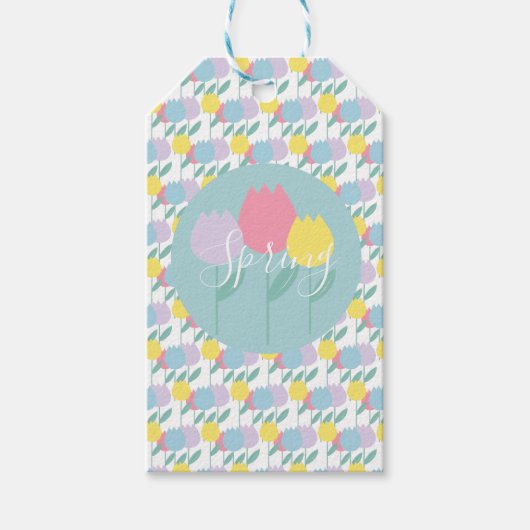 Pretty Spring Tulips Pastel Floral Birthday Party Cadeaulabel (Voorkant)
