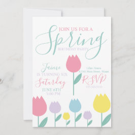 Pretty Spring Tulips Pastel Floral Birthday Party Kaart