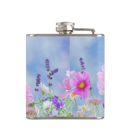 Pretty Spring Wild Flowers Heupfles (Achterkant)