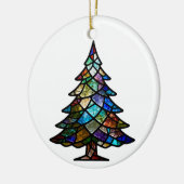Pretty Stained Glass Pine Tree Family Photo Keramisch Ornament (Links)
