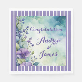 Pretty Stripped Lavender and Floral Servet
