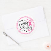 Pretty Strong Breast Cancer Awareness Ronde Sticker (Envelop)