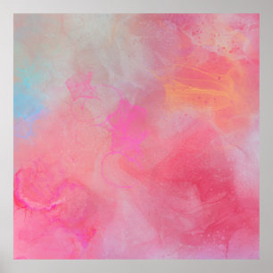 Pretty Stylish Roze Roze Waterverfinkt Poster