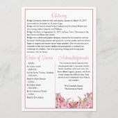 Pretty Summer Pink Peony Memorial Service Funeral Programmakaart (Achterkant)