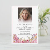 Pretty Summer Pink Peony Memorial Service Funeral Programmakaart (Staand voorkant)