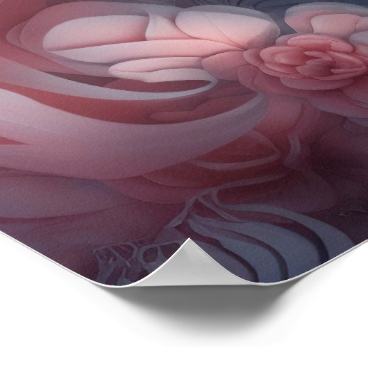 Pretty Surreal Abstract Roze Flamingo op Grijs Poster (Hoek)