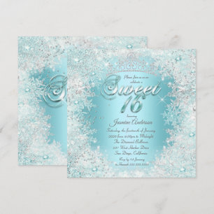 Pretty Sweet 16 Turquoise Zilver Winter Wonderland Kaart