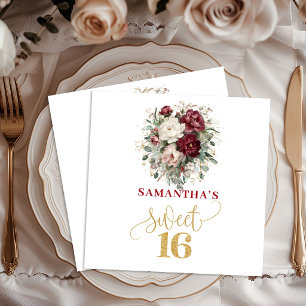 Pretty Sweet Sixteen Blush Burgundy Feestservetten Servet