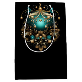 PRETTY TEAL AND GOLD CHRISTMAS ORNAMENTS MEDIUM CADEAUZAKJE