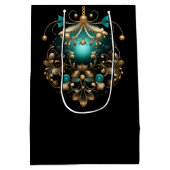 PRETTY TEAL AND GOLD CHRISTMAS ORNAMENTS MEDIUM CADEAUZAKJE (Achterkant)