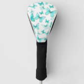 Pretty teal butterfly driver golf head cover (Voorkant)