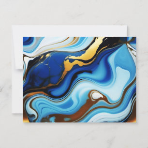 Pretty Trendy Blauw geel Goud namaak marmer  Briefkaart