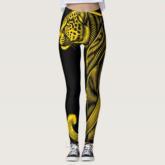 Pretty Trendy Luipaardprint Goud Leggings (Voorkant)