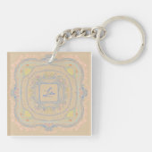 Pretty Trendy Whimsical Illustrated Name Sleutelhanger (Achterkant)
