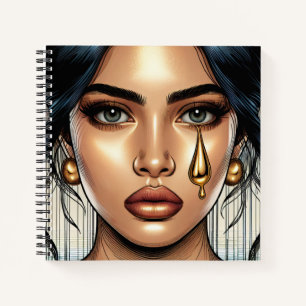 Pretty Treurige Vrouw met Gouden Traan Notitieboek
