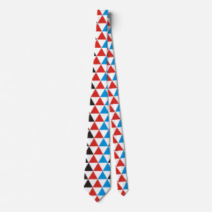 Pretty Triangle patroon zwart rood blauw + jouw id Stropdas