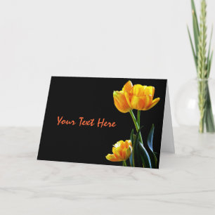 Pretty Tulips Photograph On Black Greeting Card Feestdagen Kaart