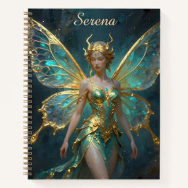 Pretty Turquoise and Gold Fairy Personalized Notitieboek