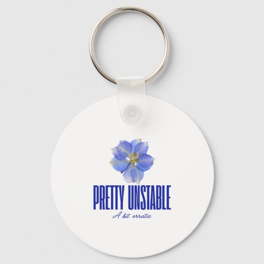 Pretty Unstable: Blauwe Bloem Statement T-shirt Sleutelhanger (Voorkant)