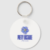 Pretty Unstable: Blauwe Bloem Statement T-shirt Sleutelhanger (Achterkant)