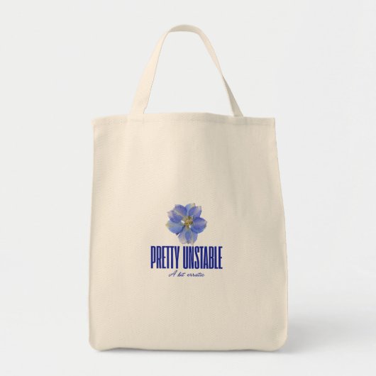 Pretty Unstable: Blue Floral Statement Tee Tote Bag (Voorkant)