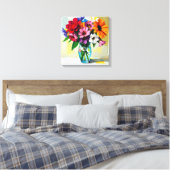 Pretty Vase of Colorful Flowers Canvas Afdruk (Insitu (Slaapkamer))