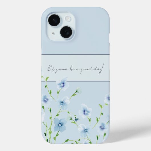 Pretty Watercolor Blue Floral Case-Mate iPhone Case (Achterkant)