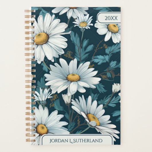 Pretty Watercolor Daisy Personalized Logo Planner (Voorkant)