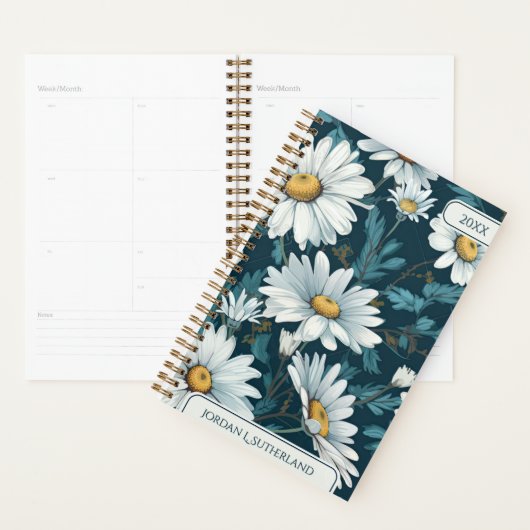 Pretty Watercolor Daisy Personalized Logo Planner (Display)