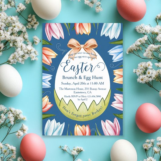 Pretty Watercolor Egg Hunt & Easter Sunday Brunch Kaart