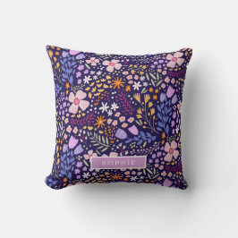 Pretty Watercolor Floral Blooming Custom Name Kussen