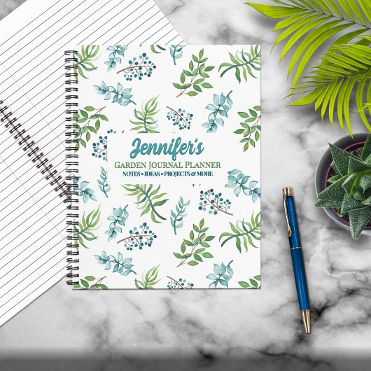 Pretty Watercolor Floral Garden Personalized  Notitieboek