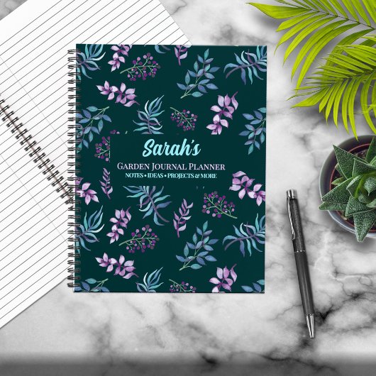 Pretty Watercolor Floral Garden Personalized Notitieboek