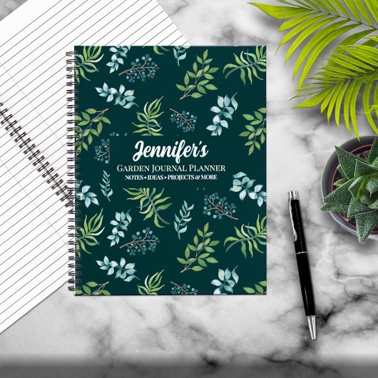 Pretty Watercolor Floral Garden Personalized  Notitieboek