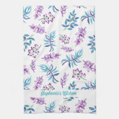 Pretty Watercolor Floral Garden Personalized Theedoek (Verticaal)
