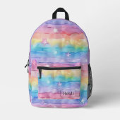 Pretty Watercolor Pastel Rainbow Stars Bedrukte Rugzak (Voorkant)