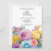 Pretty Watercolor Spring Floral 25th Birthday Kaart (Voorkant)