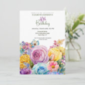 Pretty Watercolor Spring Floral 40th Birthday Kaart (Staand voorkant)