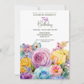 Pretty Watercolor Spring Floral 75th Birthday Kaart (Voorkant)