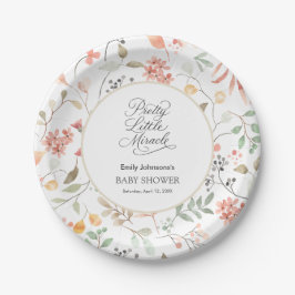 Pretty Watercolor Wildflower Baby Shower  Papieren Bordje