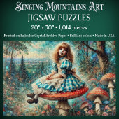 Pretty Watercolor Wonderland Alice On Mushroom Legpuzzel